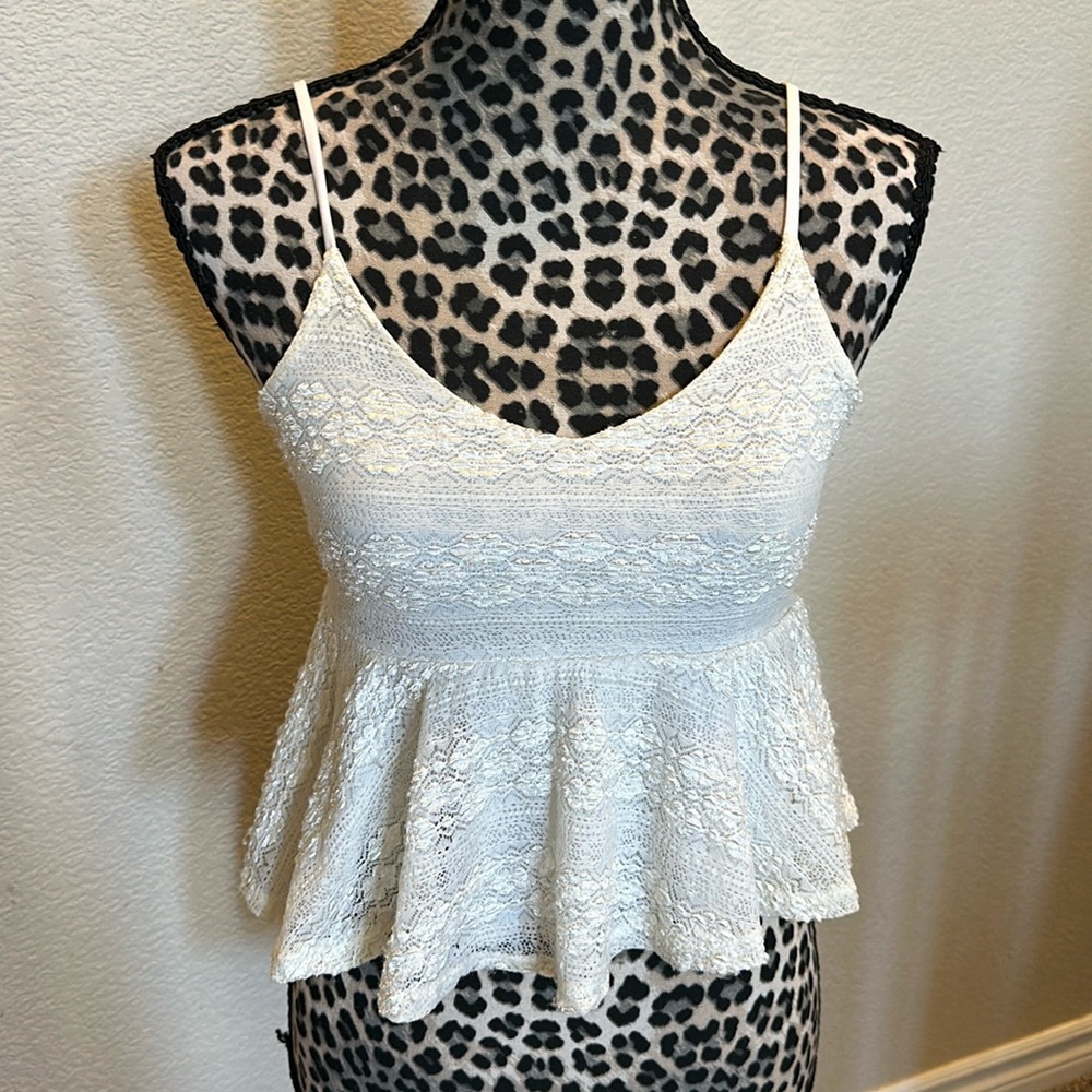 Frenchi brand crop top, size S, cream color, lace with liner